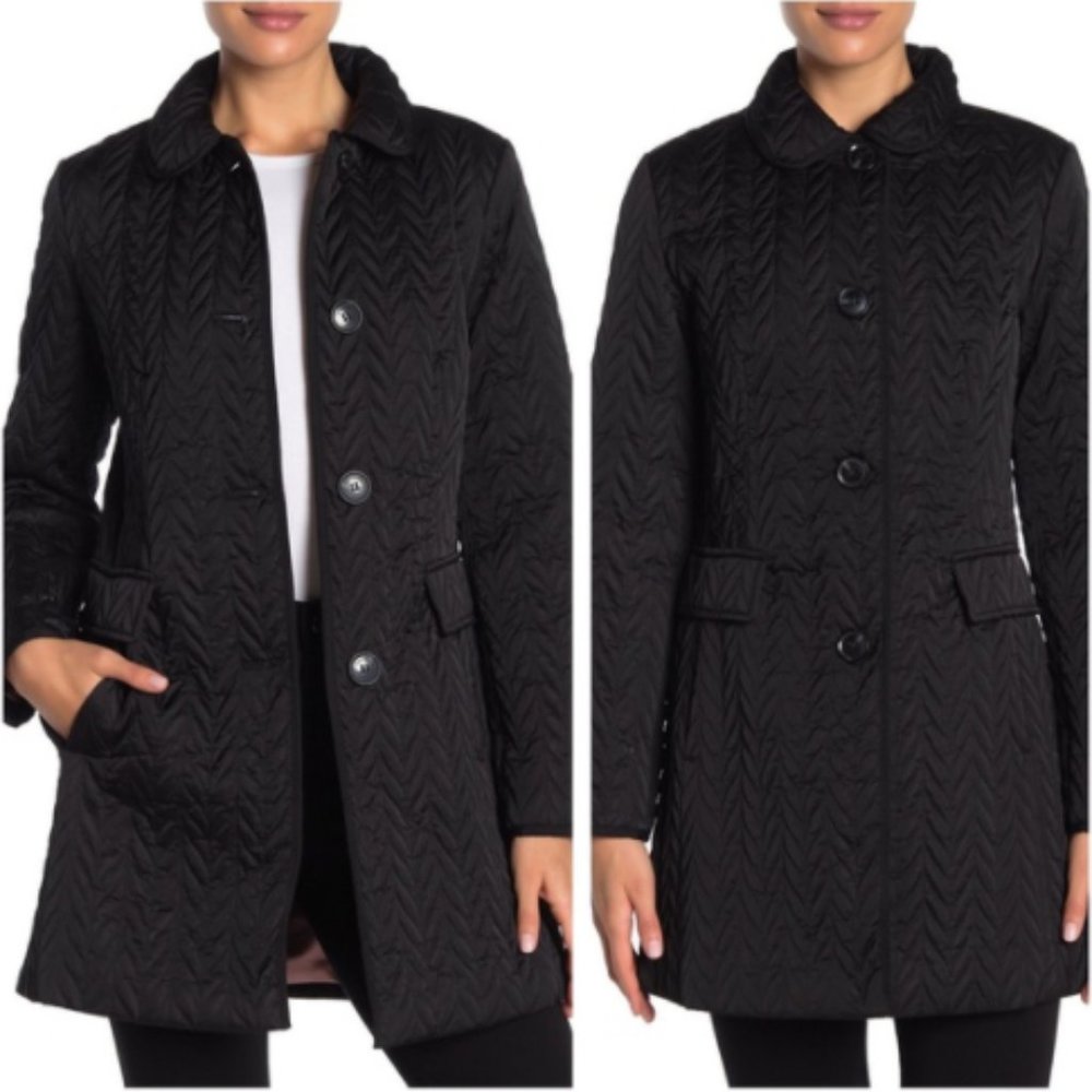 Kate Spade Solid Black Water Resistant Quilted Lon - Picture 2 of 11